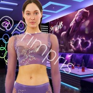 Poster Girl Kitty Embellished Sheer Crop Top NWT